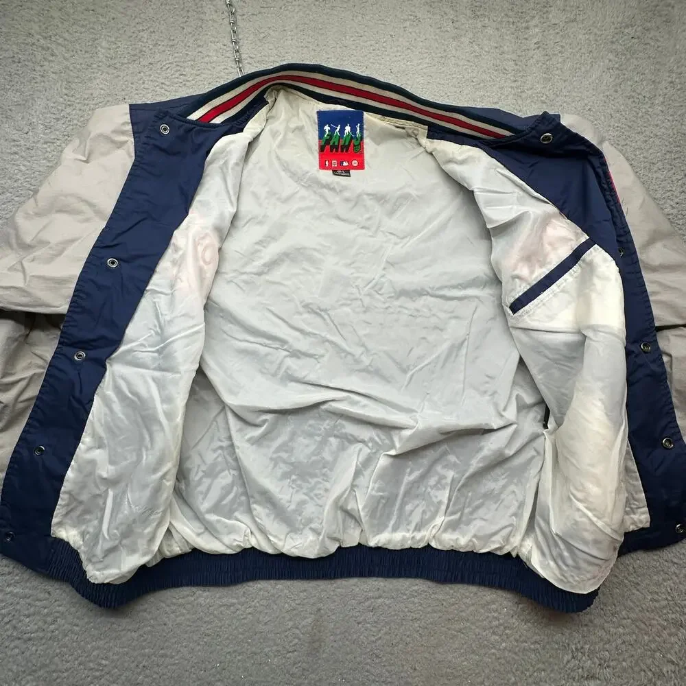 Vintage 90s Boston Red Fans Gear Sox Snap Bomber Jacket Mens Large Navy Gray